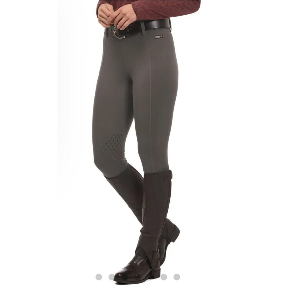 Kerrits Power Stretch Fleece Riding Pant XS Gray Zip Pocket Equestrian Breeches - Picture 2 of 16